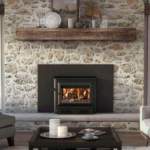 fireplace with stone surround