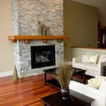 fireplace in stone surround